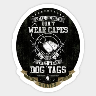 Patriotic Military Hero - Real Heroes wear Dogtags Sticker